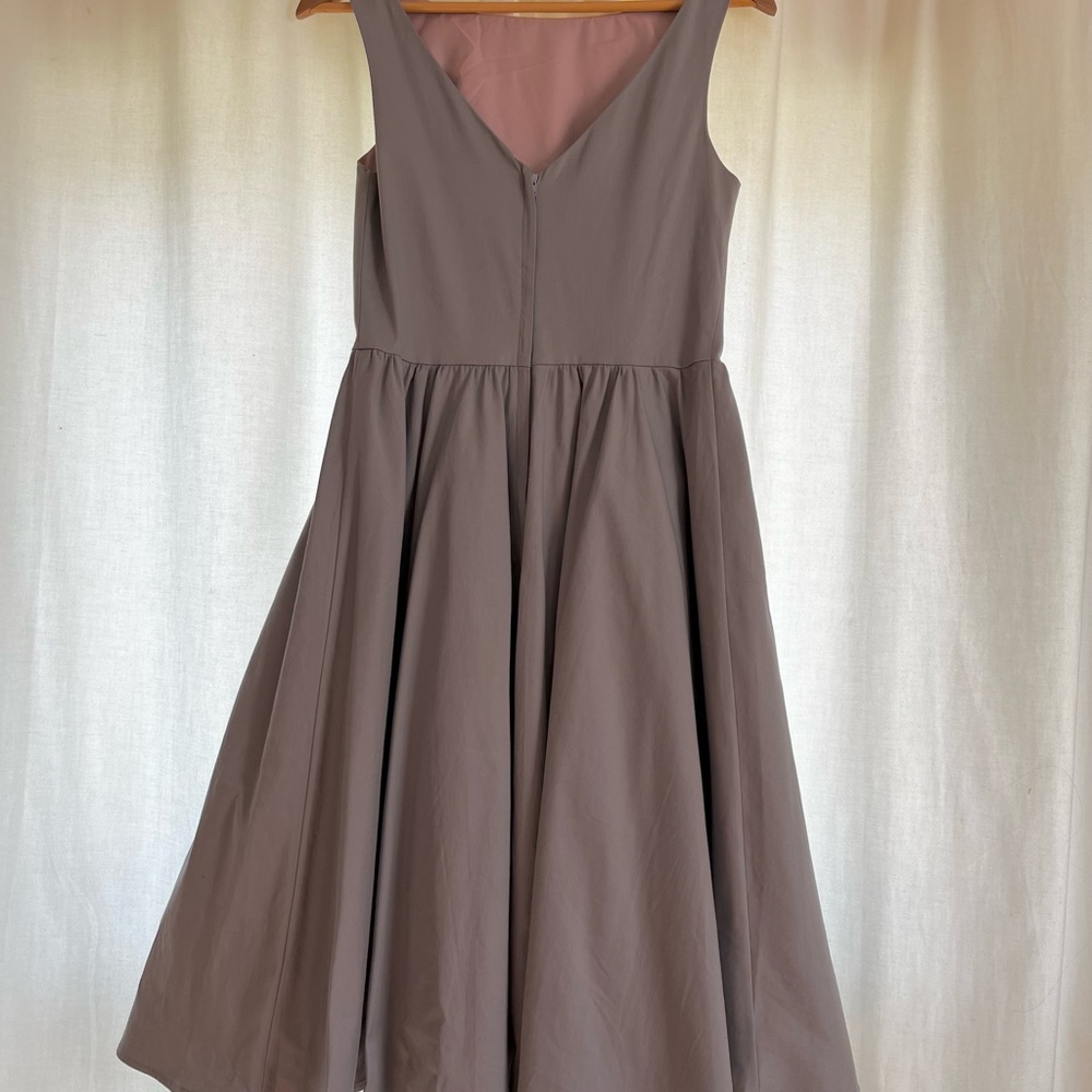 Tatyana Sleeveless, Gray, White Floral Embroidery Crystal Swing Dress - Picture 2 of 8